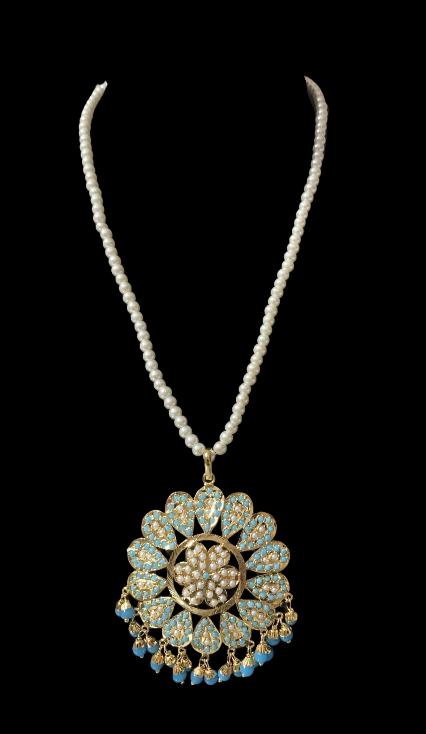 PS486 Kavya pendant set in Feroza ( READY TO SHIP )