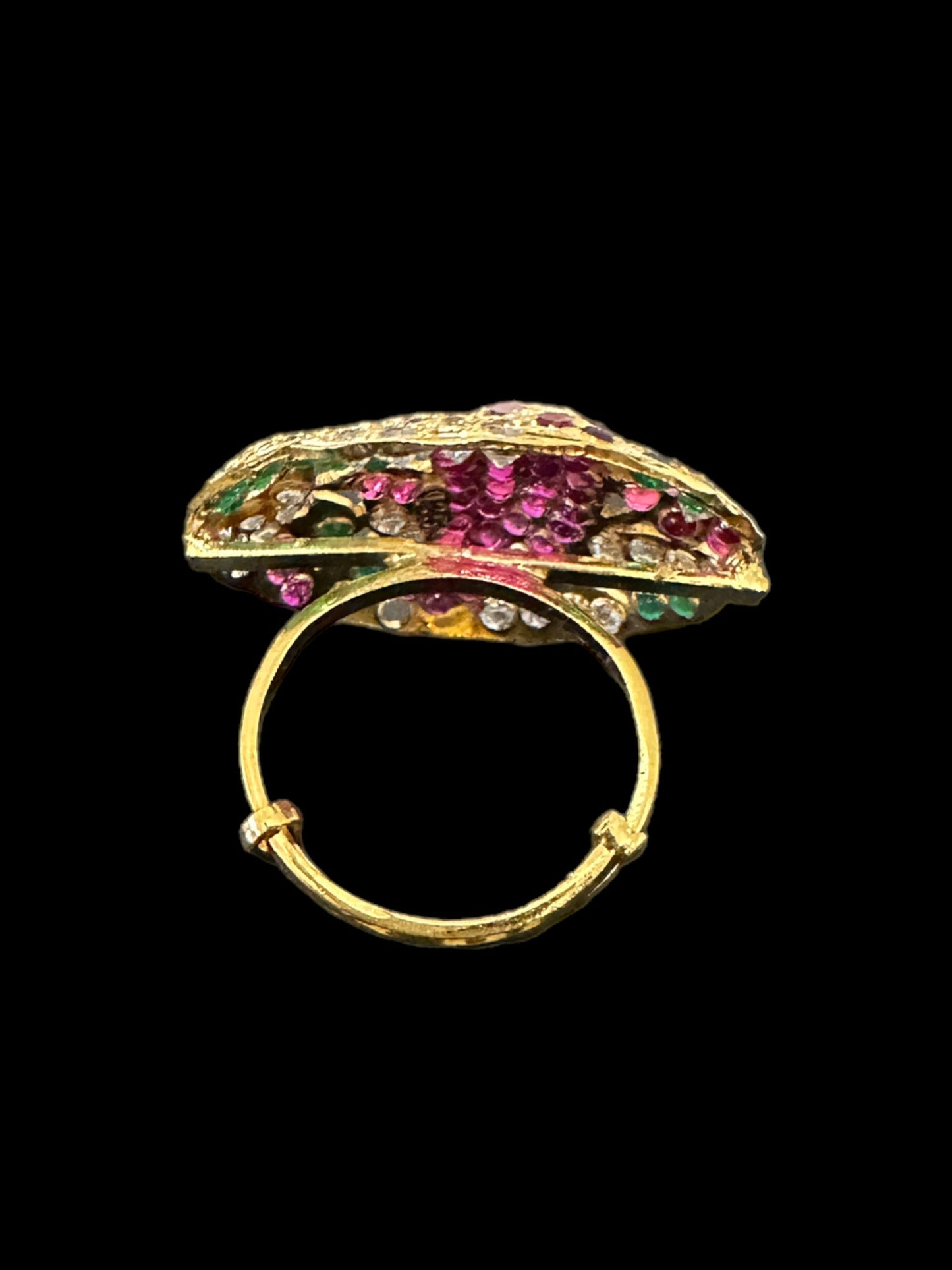 Gold plated silver ring in ruby emerald ( READY TO SHIP )