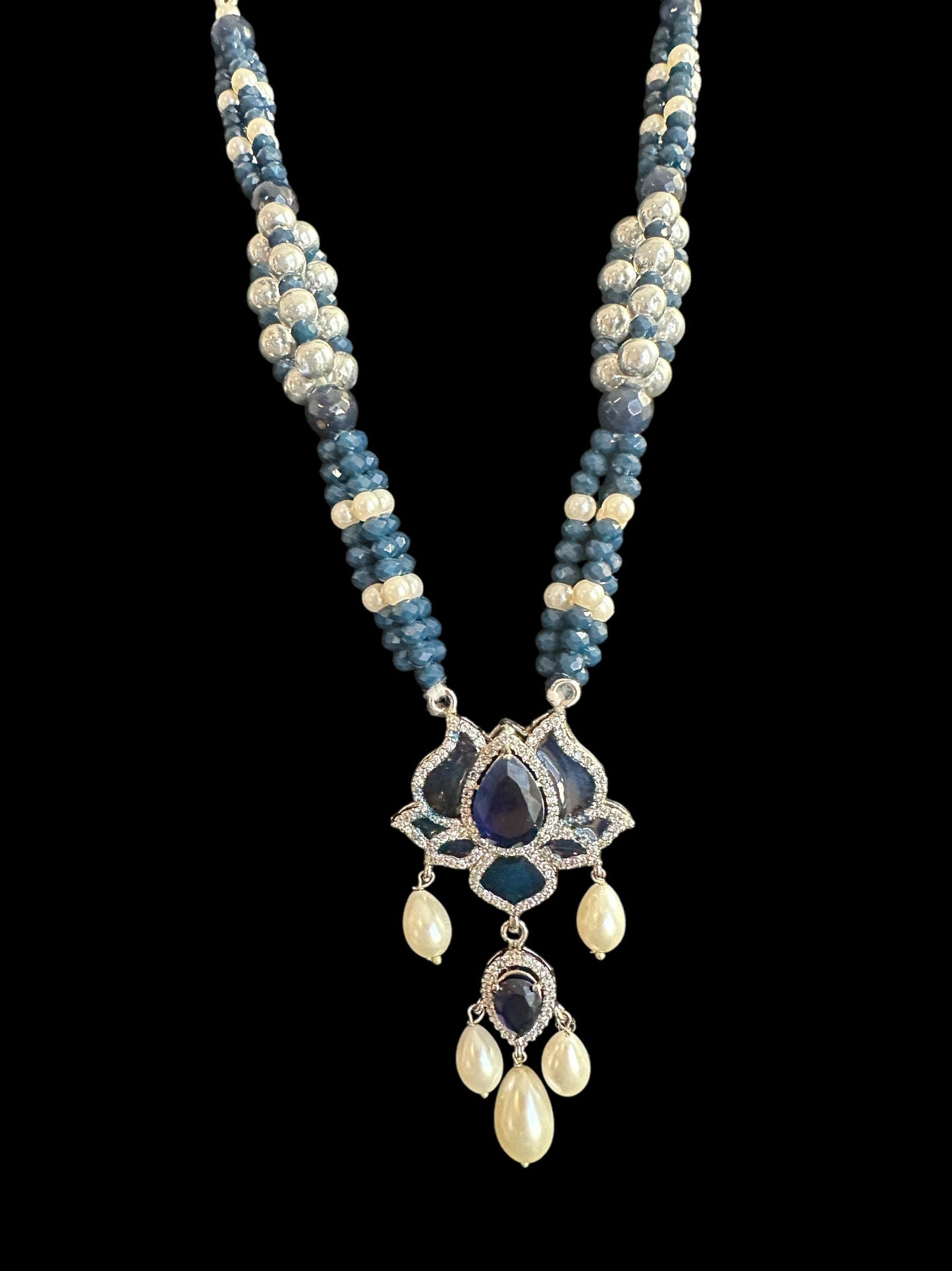 DLN101 Maria mala and earrings set in blue ( SHIPS IN 4 WEEKS )