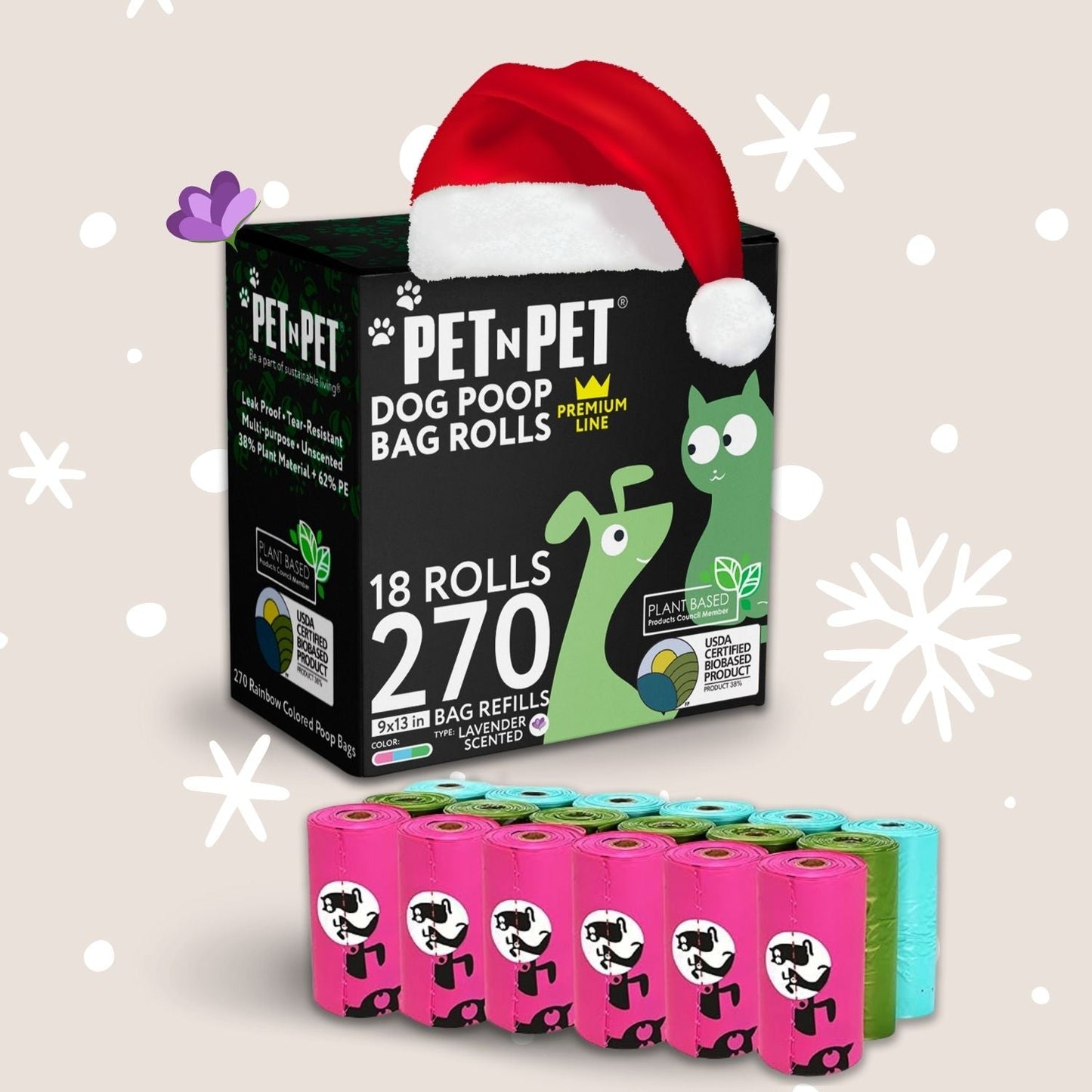 Lavender-Scented Colorful Poop Bags