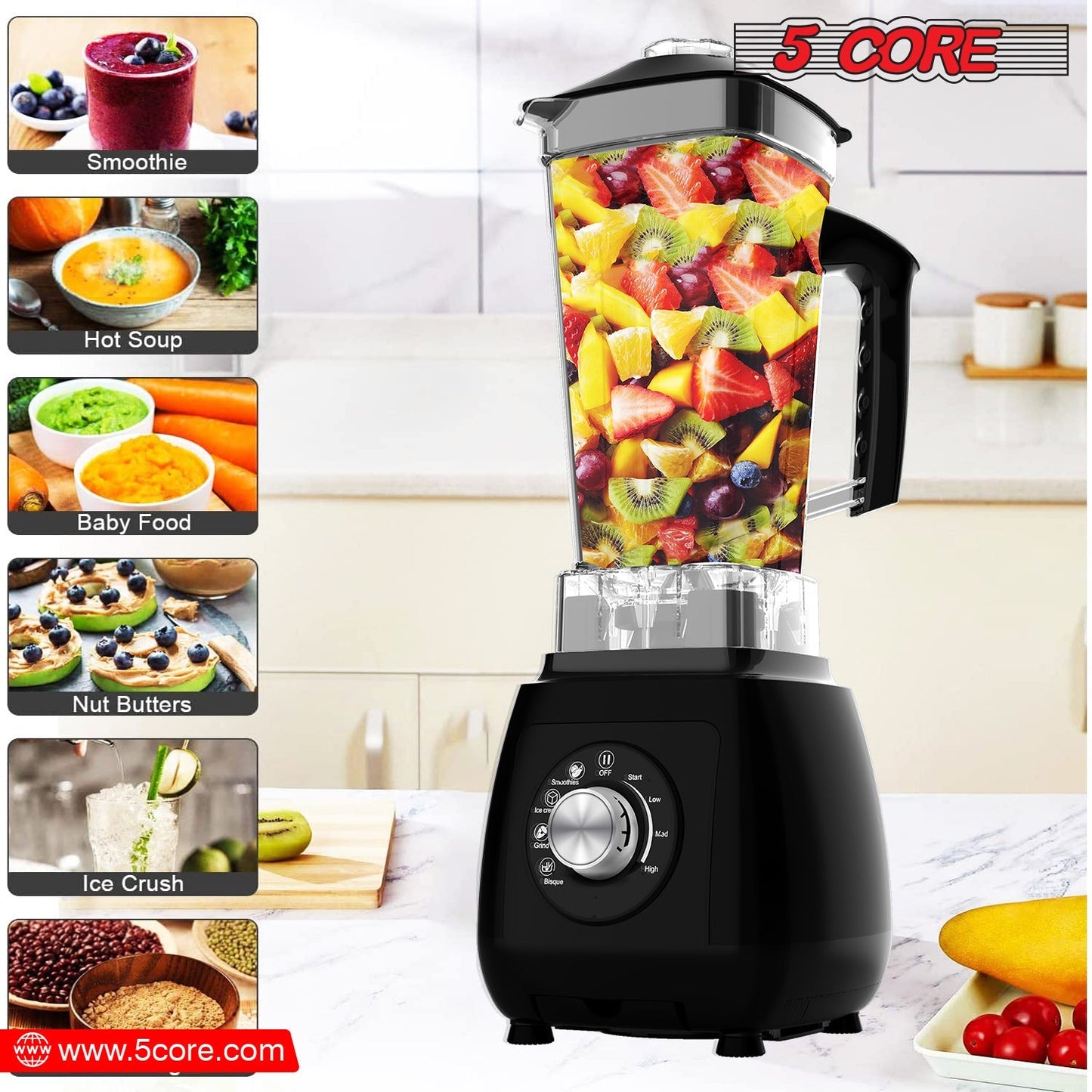 5Core Juicer Blender Machines 2000W High-Speed Countertop Kitvhen
