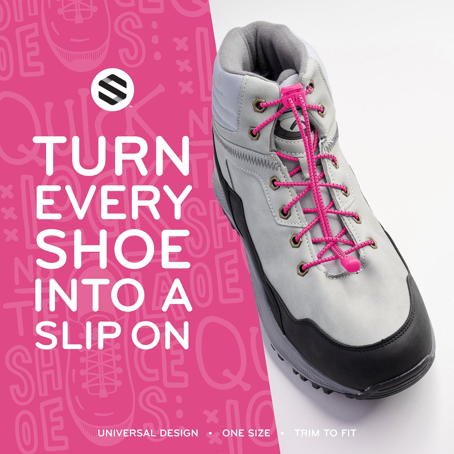 Pink Quick Lock No Tie Elastic Shoelaces