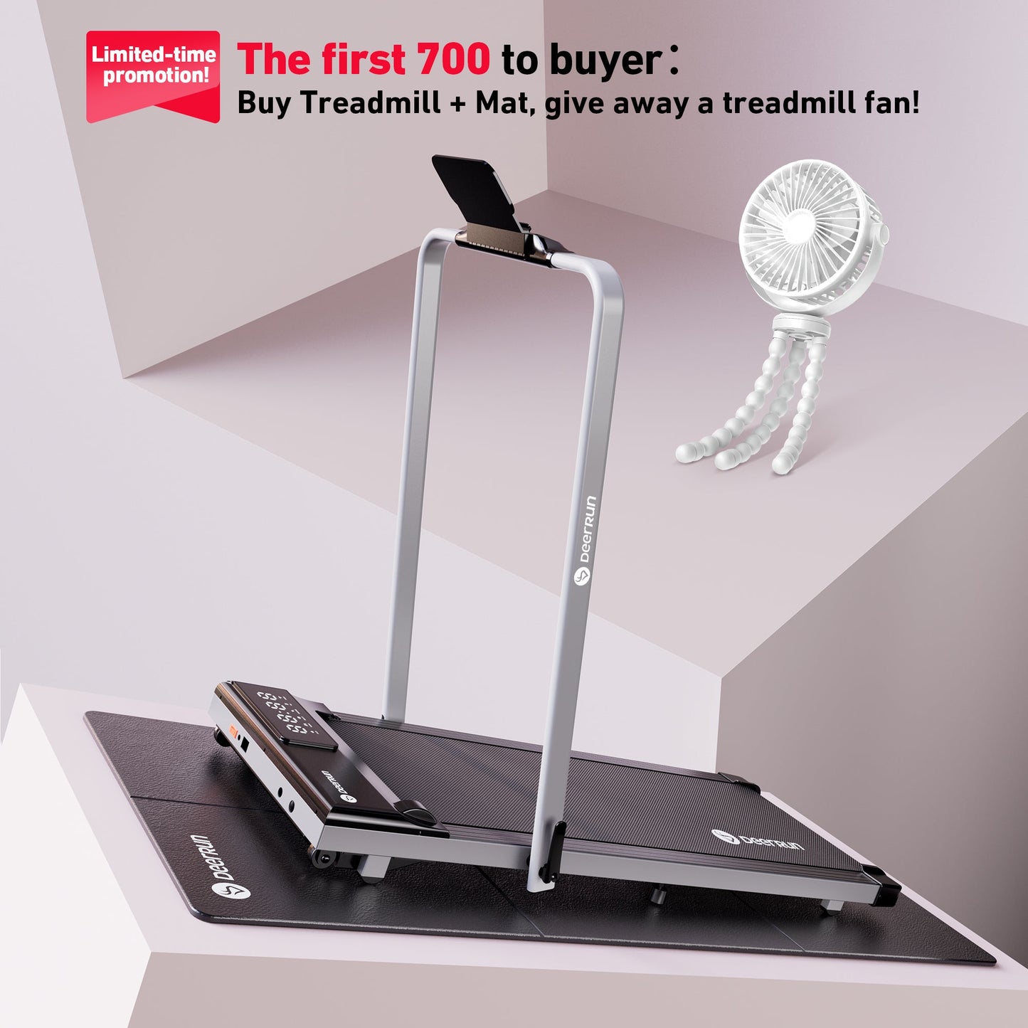 DeerRun A5 Pro Smart 2 in 1 Folding Treadmill Silver
