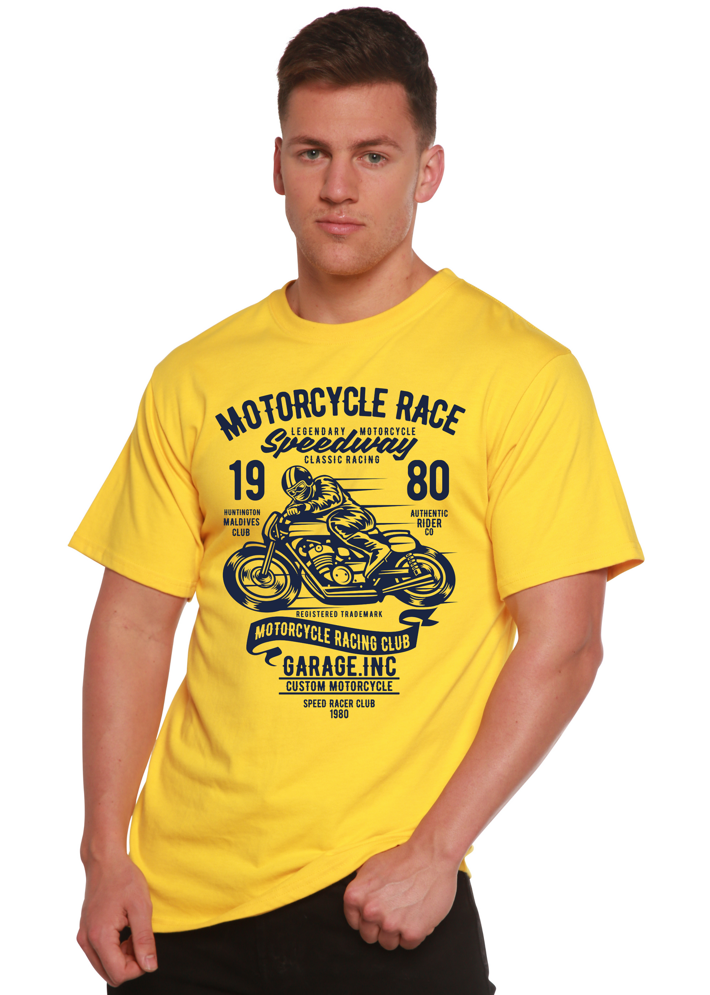 Motorcycles Race Men's Bamboo Viscose/Organic Cotton Short Sleeve Graphic T-Shirt