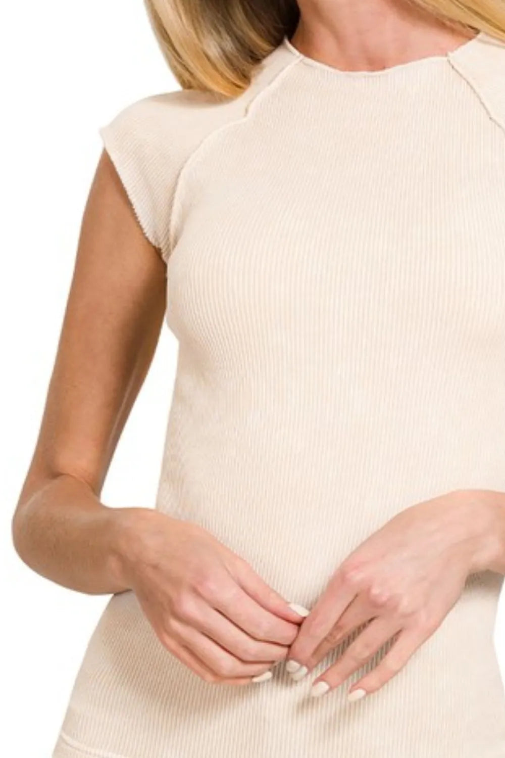 Zenana Stone Washed Ribbed Seamless Top