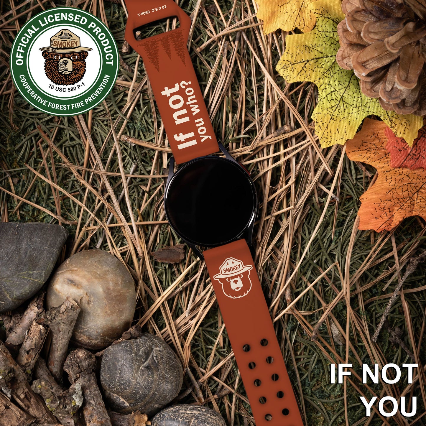 Smokey Bear Classic HD Watchband for Samsung, Garmin, Fossil, and More