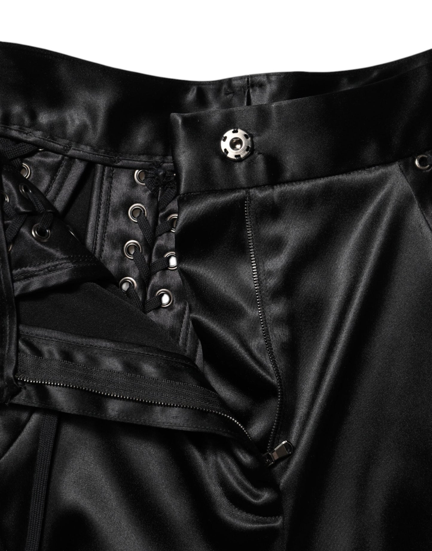 Dolce & Gabbana Black Lace Details High Waist Skinny Pants