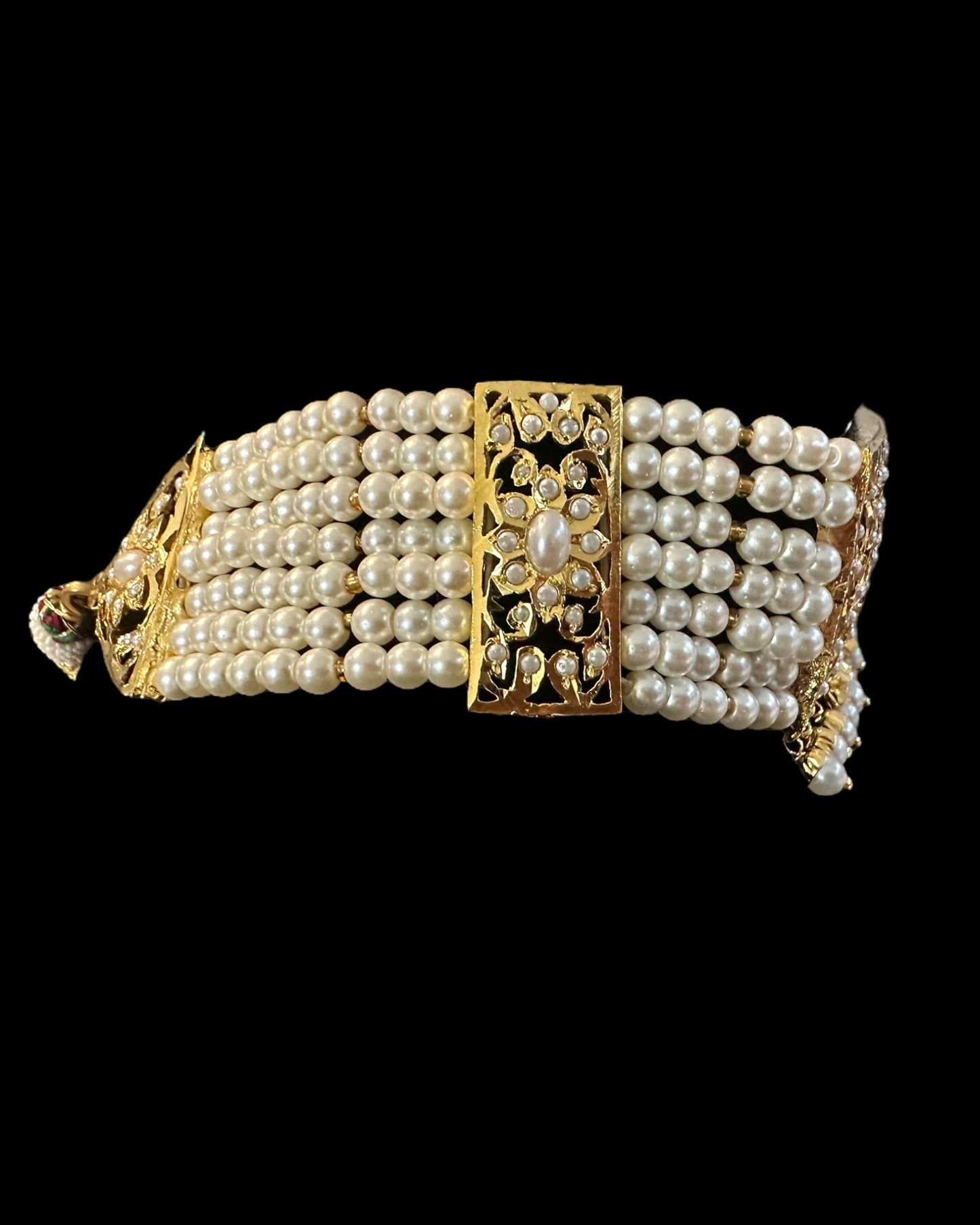 C243 Gold plated jadau choker in pearls ( READY TO SHIP )