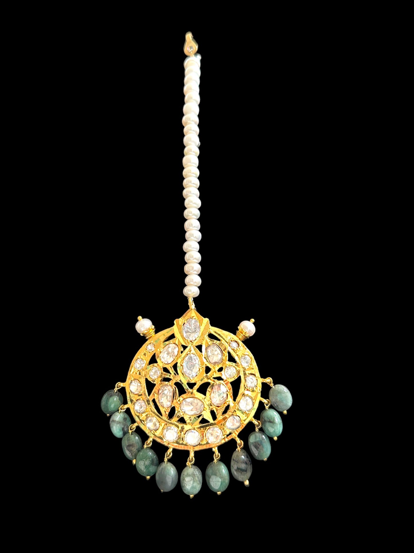 BR310 Bridal jadavi lacha , satlada in moissanite and emeralds ( SHIPS IN 2 WEEKS )