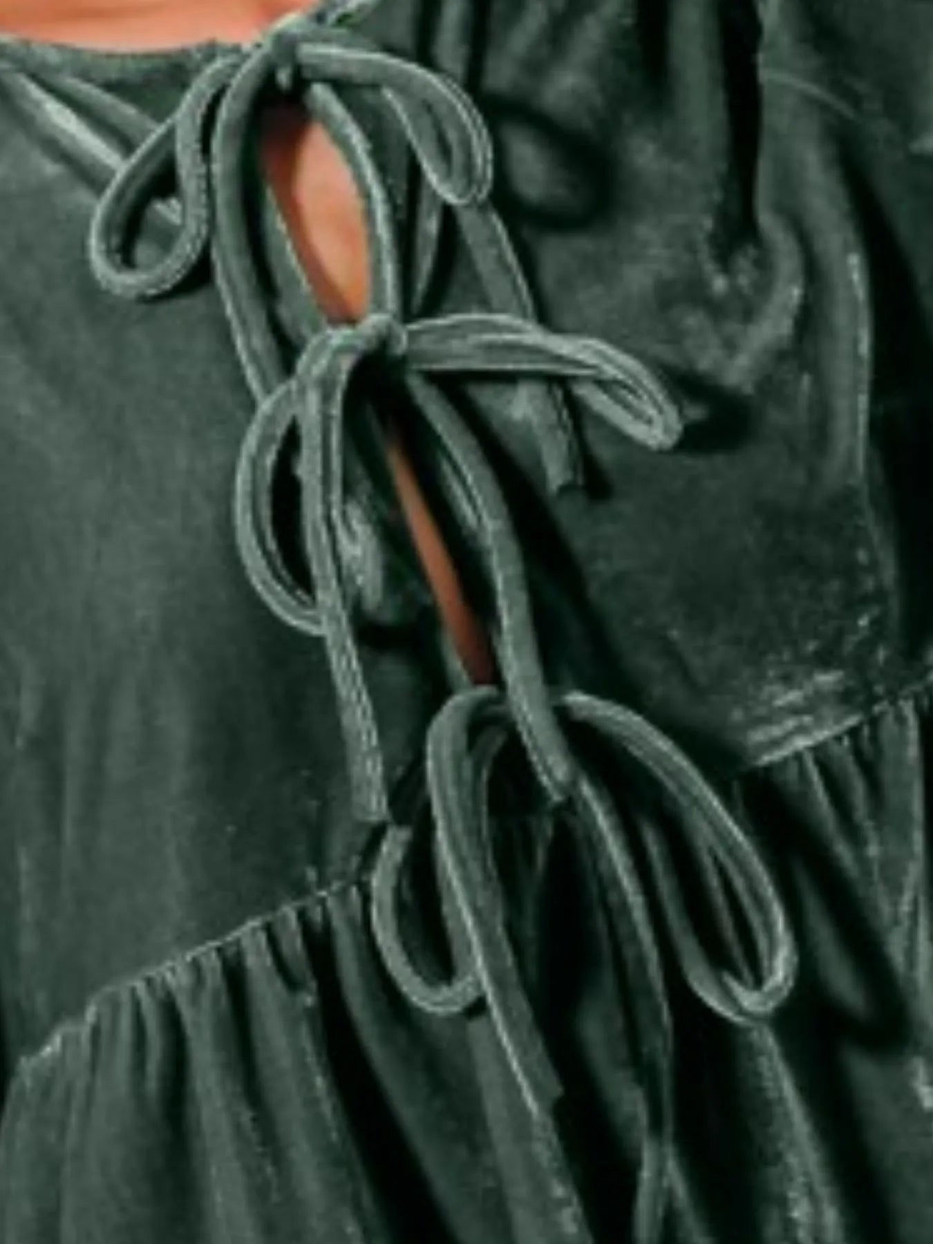 Spaghetti Strap Front Tie Velvet Holiday Blouse