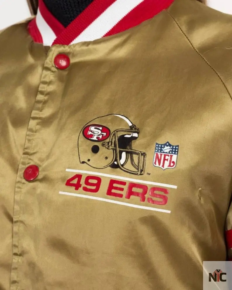 80s San Francisco 49ers Chalk Line Gold Satin Jacket