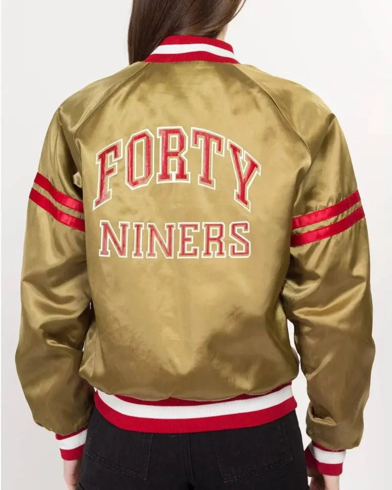 80s San Francisco 49ers Chalk Line Gold Satin Jacket