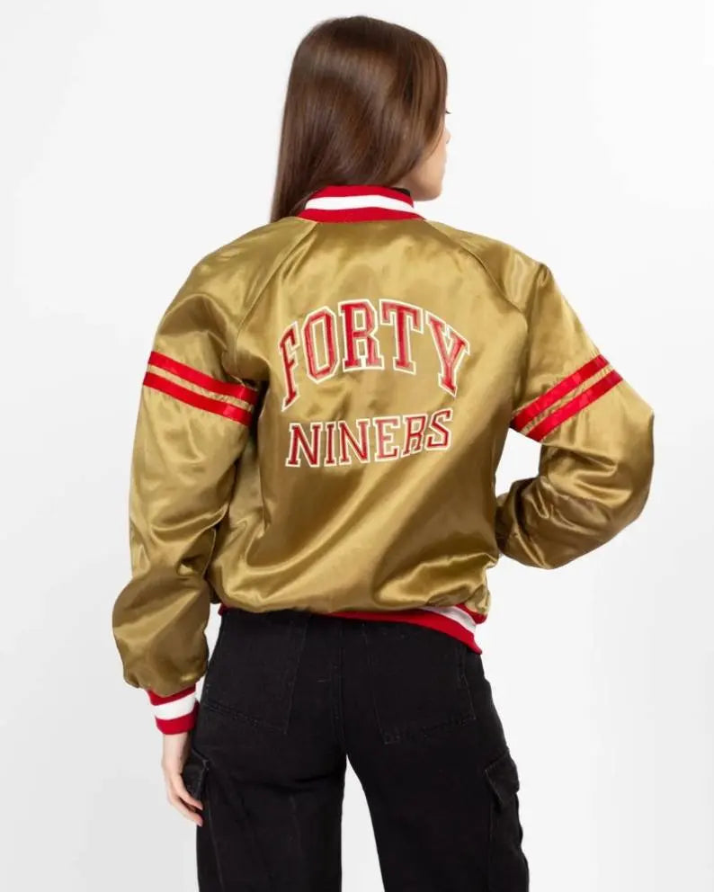 80s San Francisco 49ers Chalk Line Gold Satin Jacket