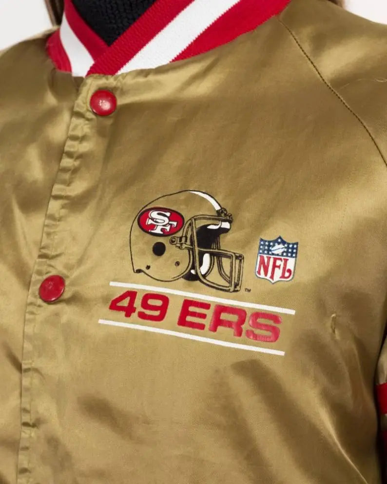 80s San Francisco 49ers Chalk Line Gold Satin Jacket