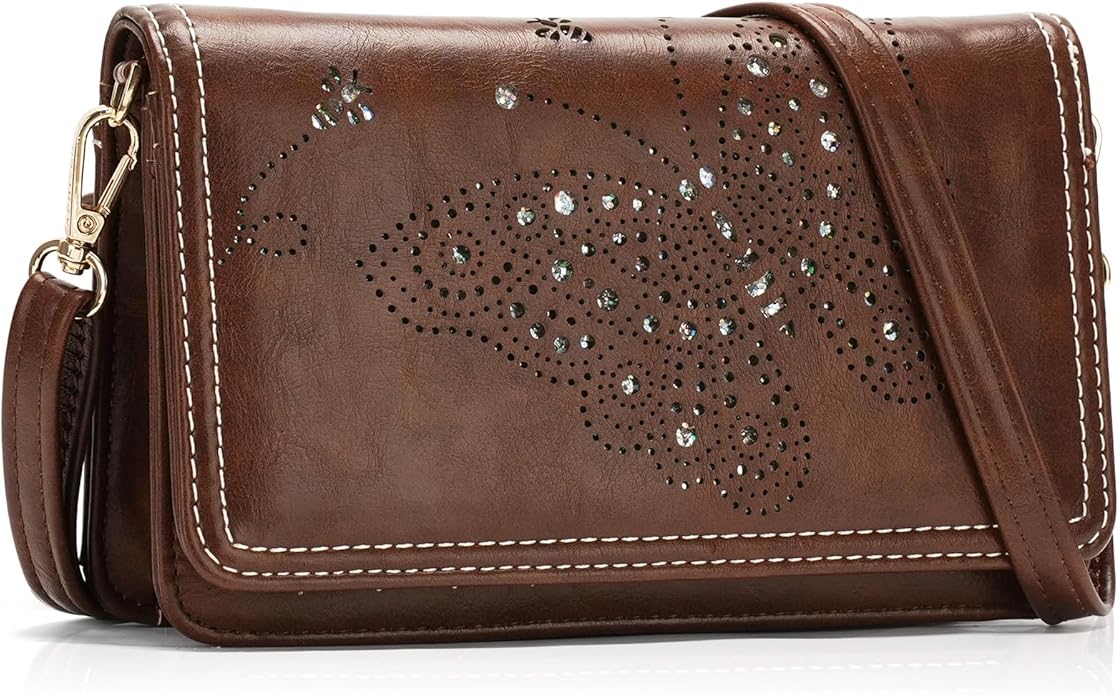 Small Crossbody Bag for Women, Cell Phone Purse Womens Shoulder Handbags Wallet Purse with Credit Card Slots Wristlet
