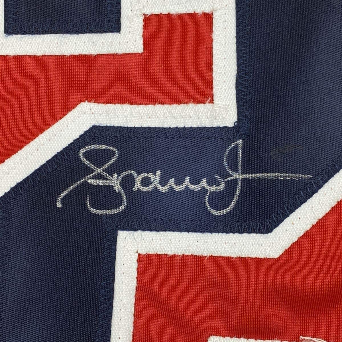 Framed Autographed/Signed Andruw Jones 35x39 Atlanta Red Baseball Jersey PSA/DNA COA