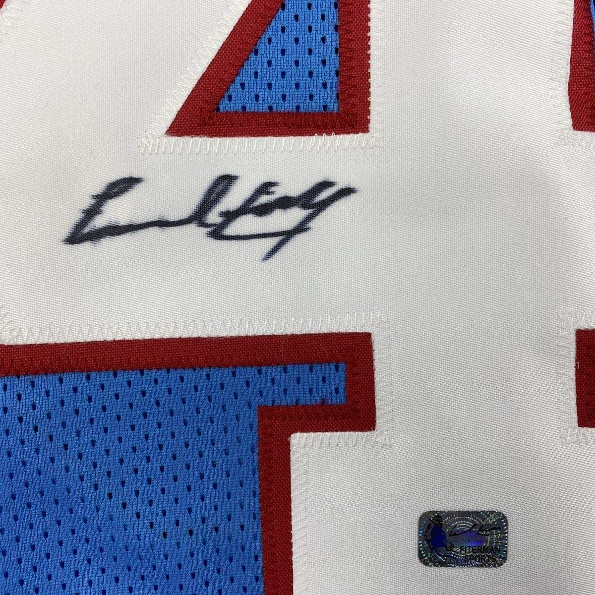 Framed Autographed/Signed Earl Campbell 35x39 Houston Blue Football Jersey Athlete Hologram COA