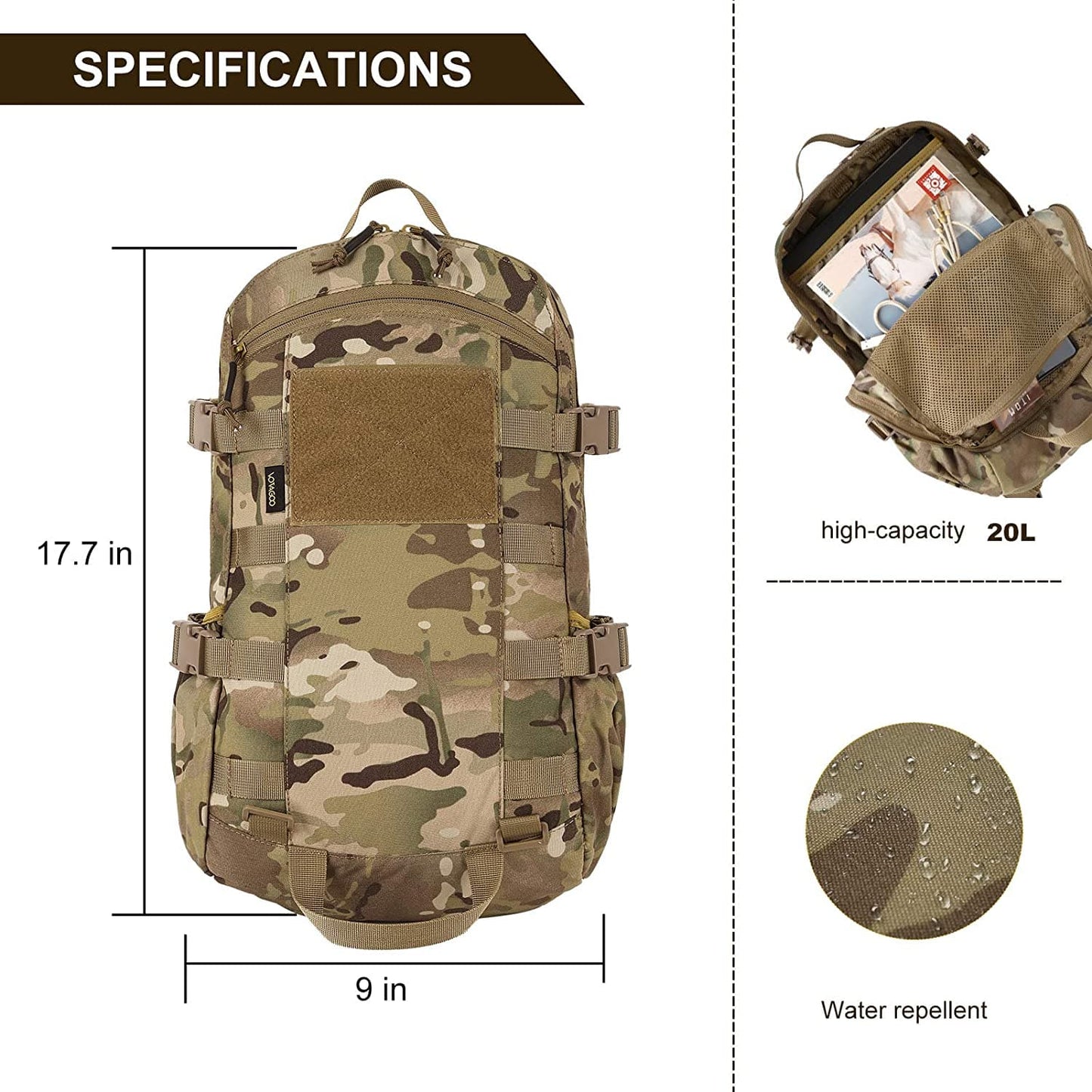 Tactical Military Outdoor Hiking Molle Rucksack Assault Pack
