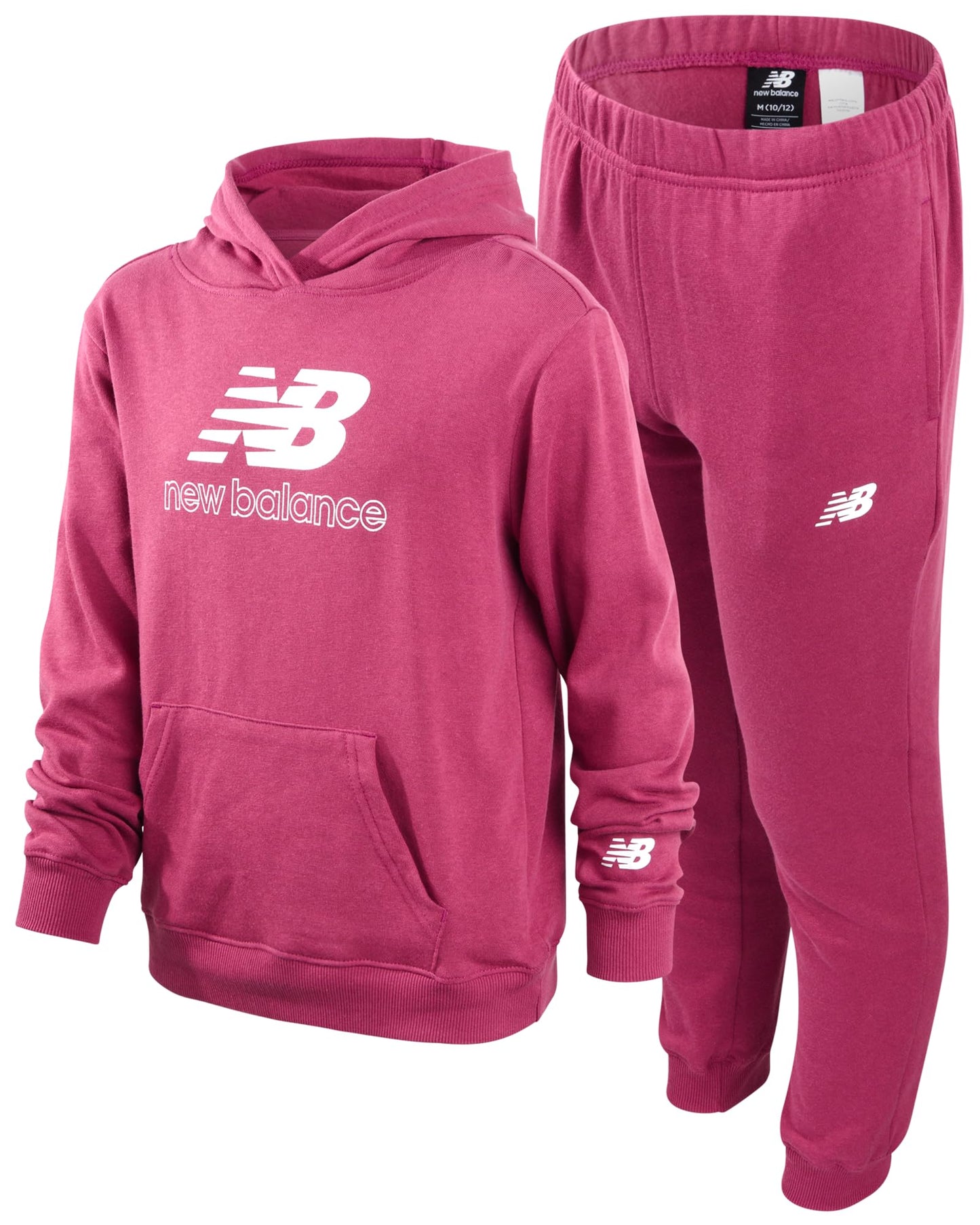 New Balance Girls' Sweatsuit - 2 Piece Active Fleece Sweatshirt and Sweatpants - Performance Jogger Pants Set for Girls, 7-12, Size 10-12, Scorpio