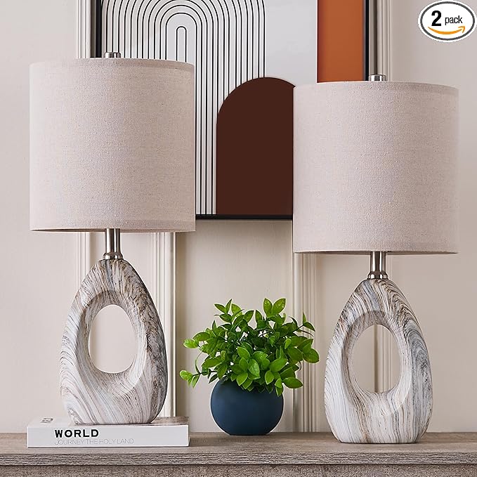 20in Small Table Lamps for Living Room Set of 2, Brown Ceramic Nightstand Lamps Set of 2 for Bedroom, Ceramic Table Lamp for End Table, Sofa Table, Ceramic Lamp, Reading Lamp for Small Space