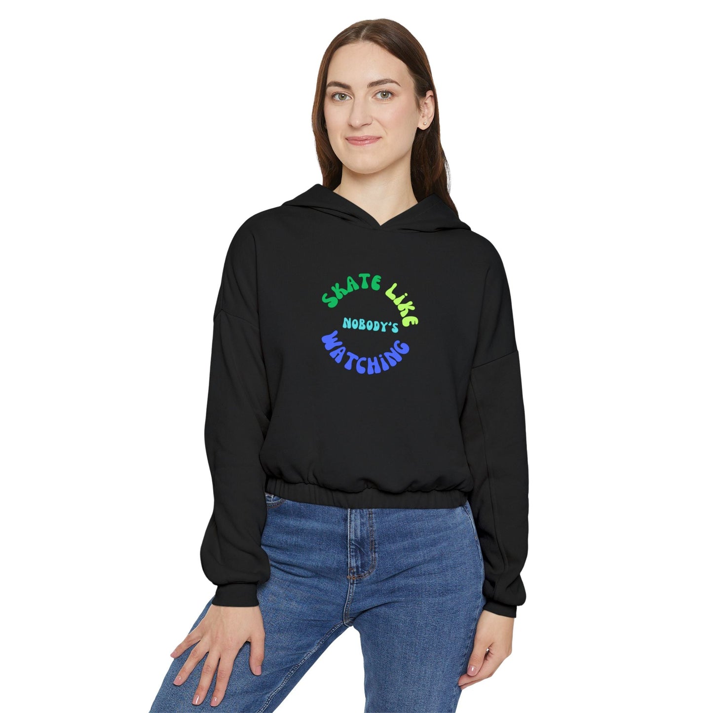 Women’s Cropped Blue/Green Skate Like Nobody's Watching Hoodie