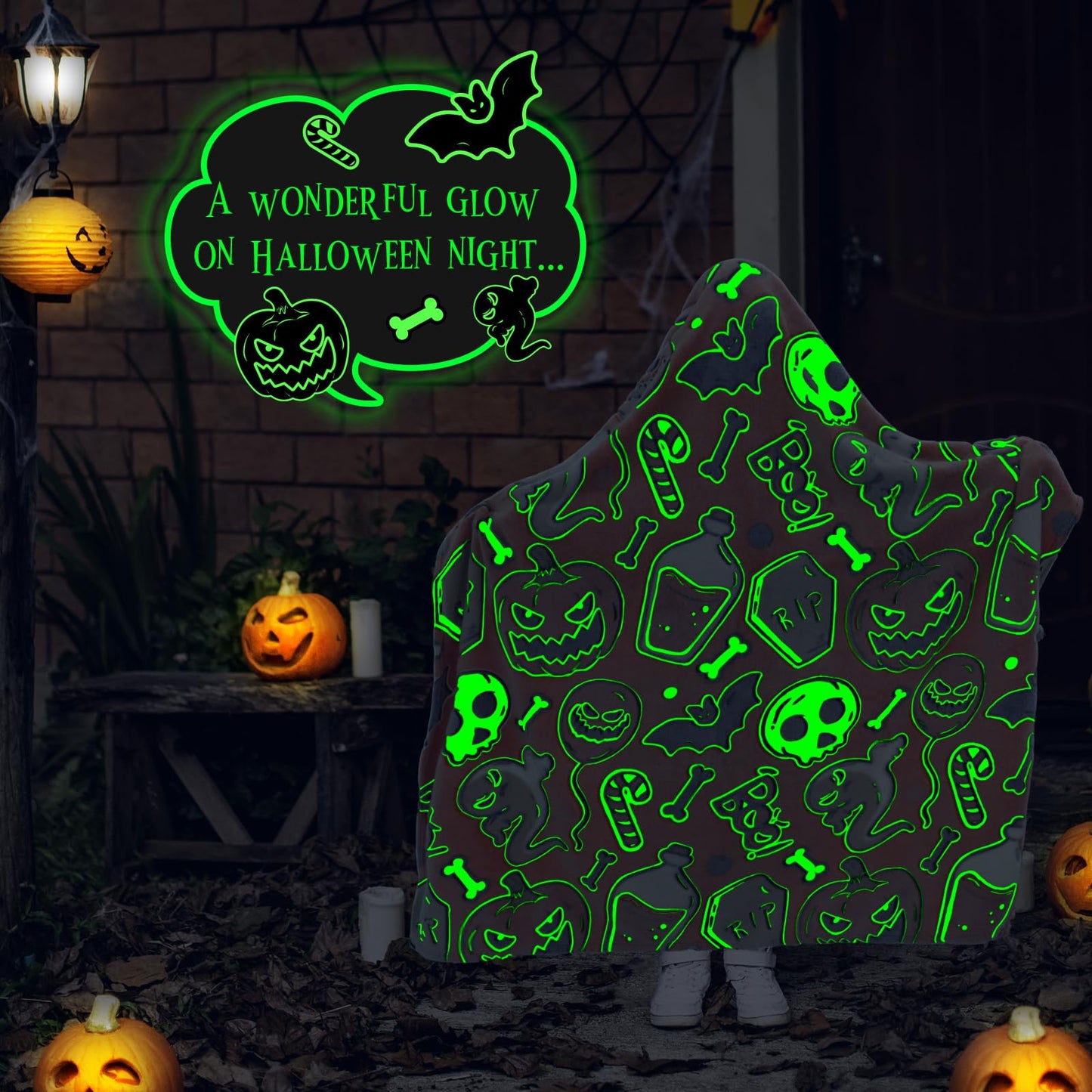 Halloween Blanket Pumpkin, Orange Soft Fleece Throw Blanket 60"L x 50"W