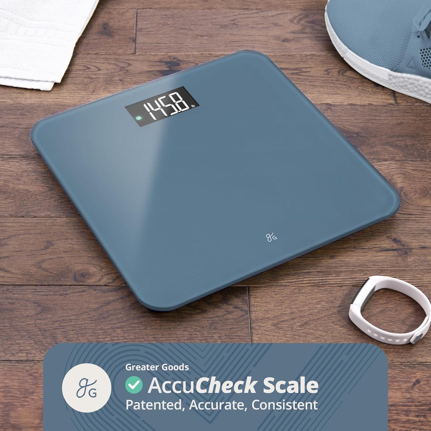 Greater Goods AccuCheck Scale for Body Weight, Bathroom Scale, Designed in St Louis, Ash Grey