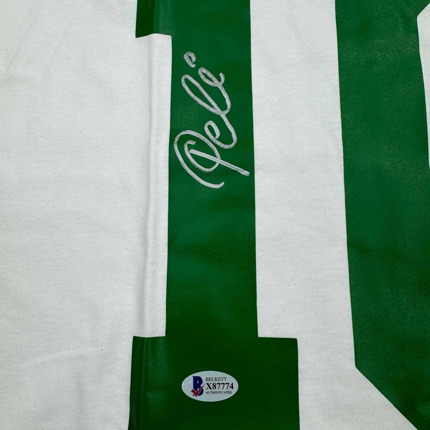 Framed Autographed/Signed Pele 35x39 New York Cosmos White Soccer Futbol Jersey Beckett BAS COA