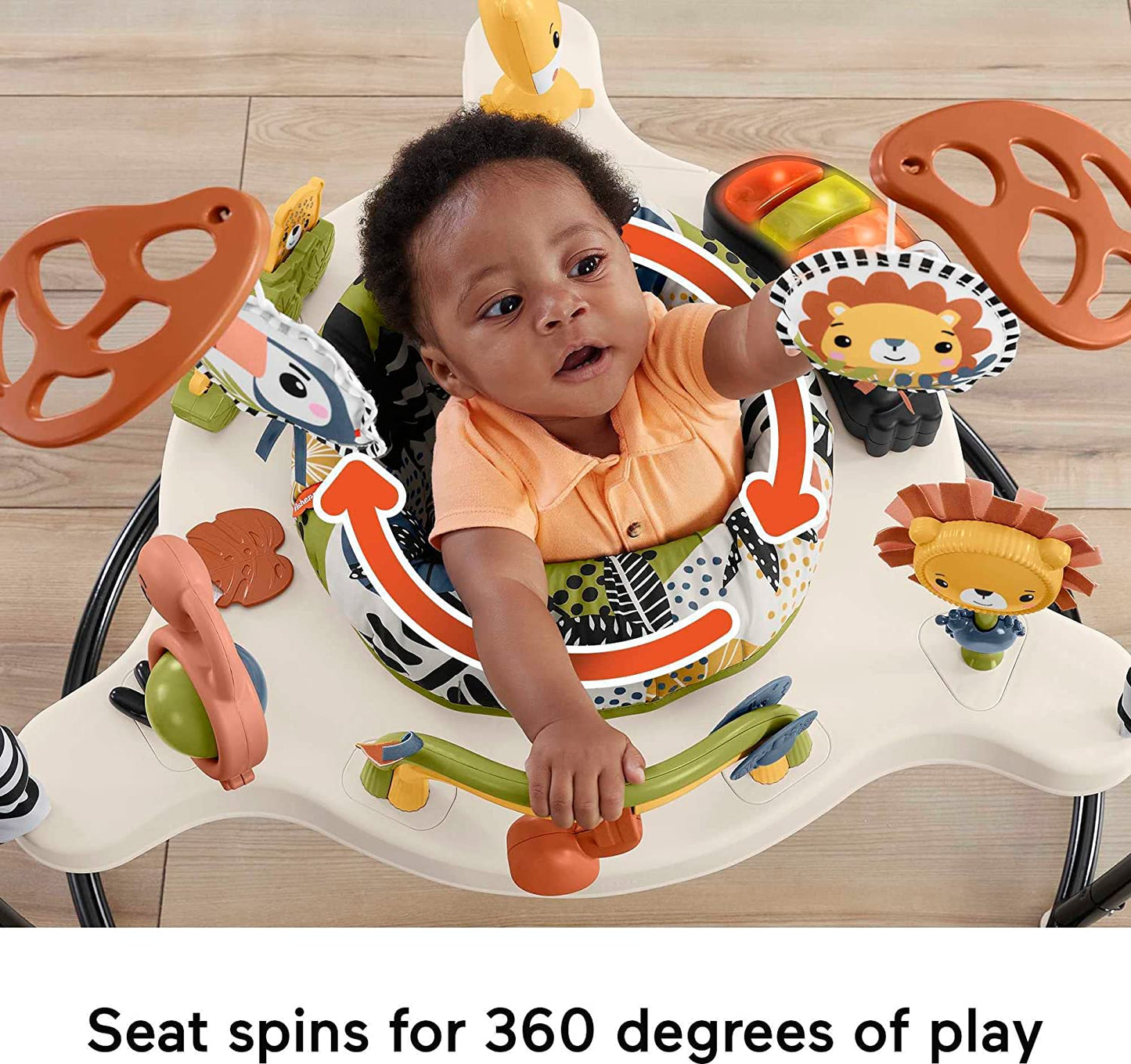 Fisher-Price Baby Bouncer Animal Activity Jumperoo With Music Lights Sounds And Developmental Toys For Infants