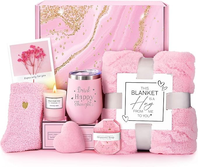 Mothers Day Gifts for Mom Grandma Daughter, Birthday Gifts for Women, Self Care Get Well Soon Gifts, Luxury Rose Spa Bath Gift Basket - Unique Christmas Valentines Day Gifts for Her Wife Girlfriend