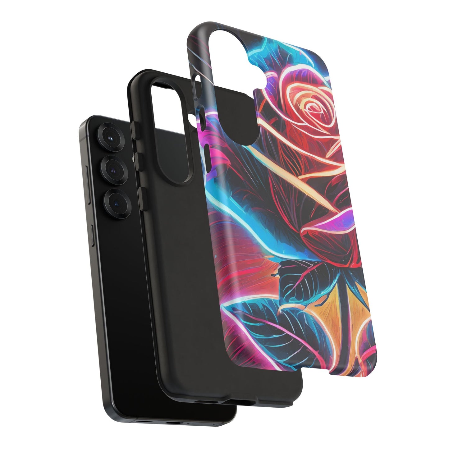 Artistic Neon Rose Tough Phone Case