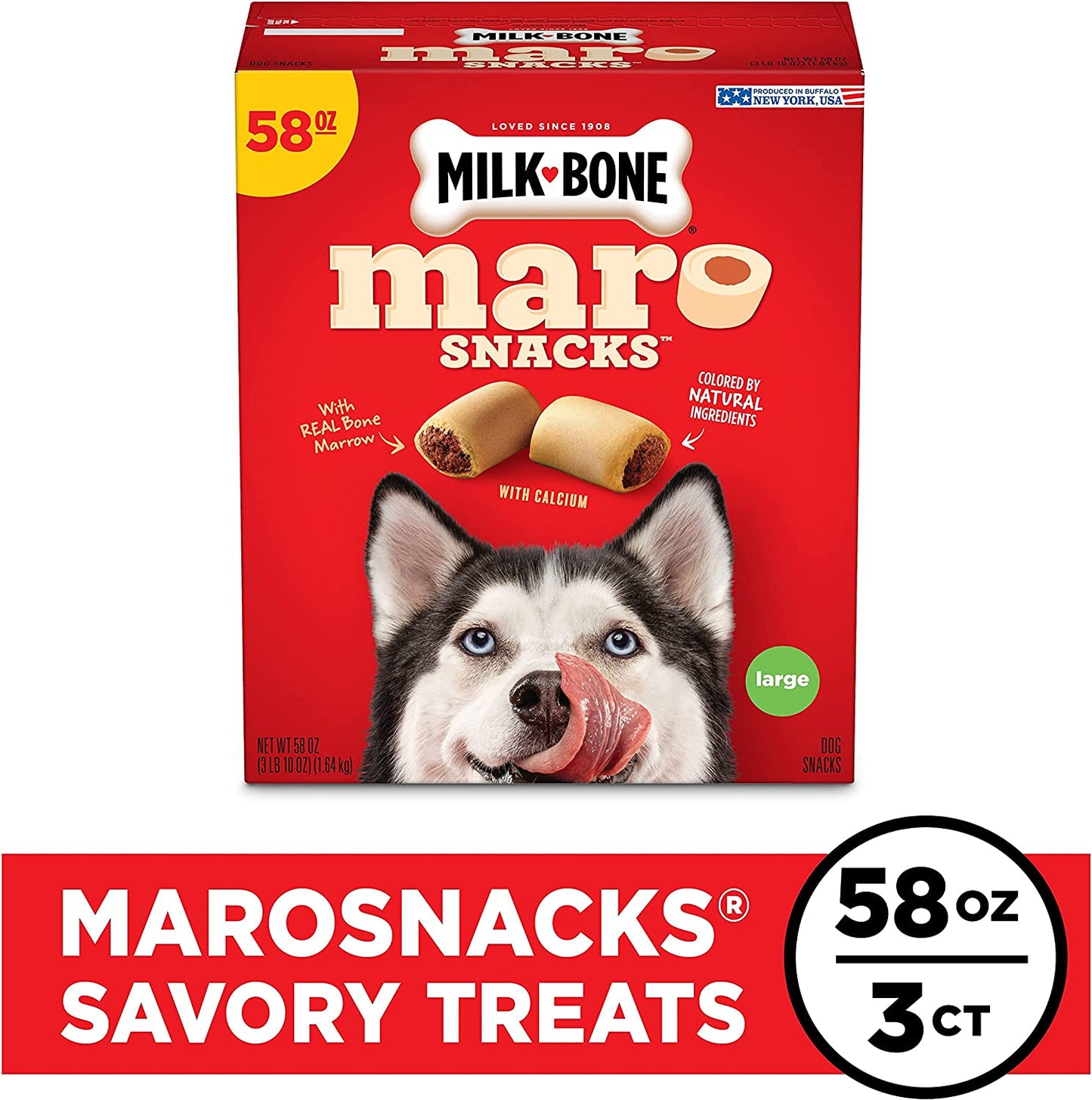 Milk-Bone MaroSnacks Dog Treats, Beef, 15 Ounce (Pack of 6)