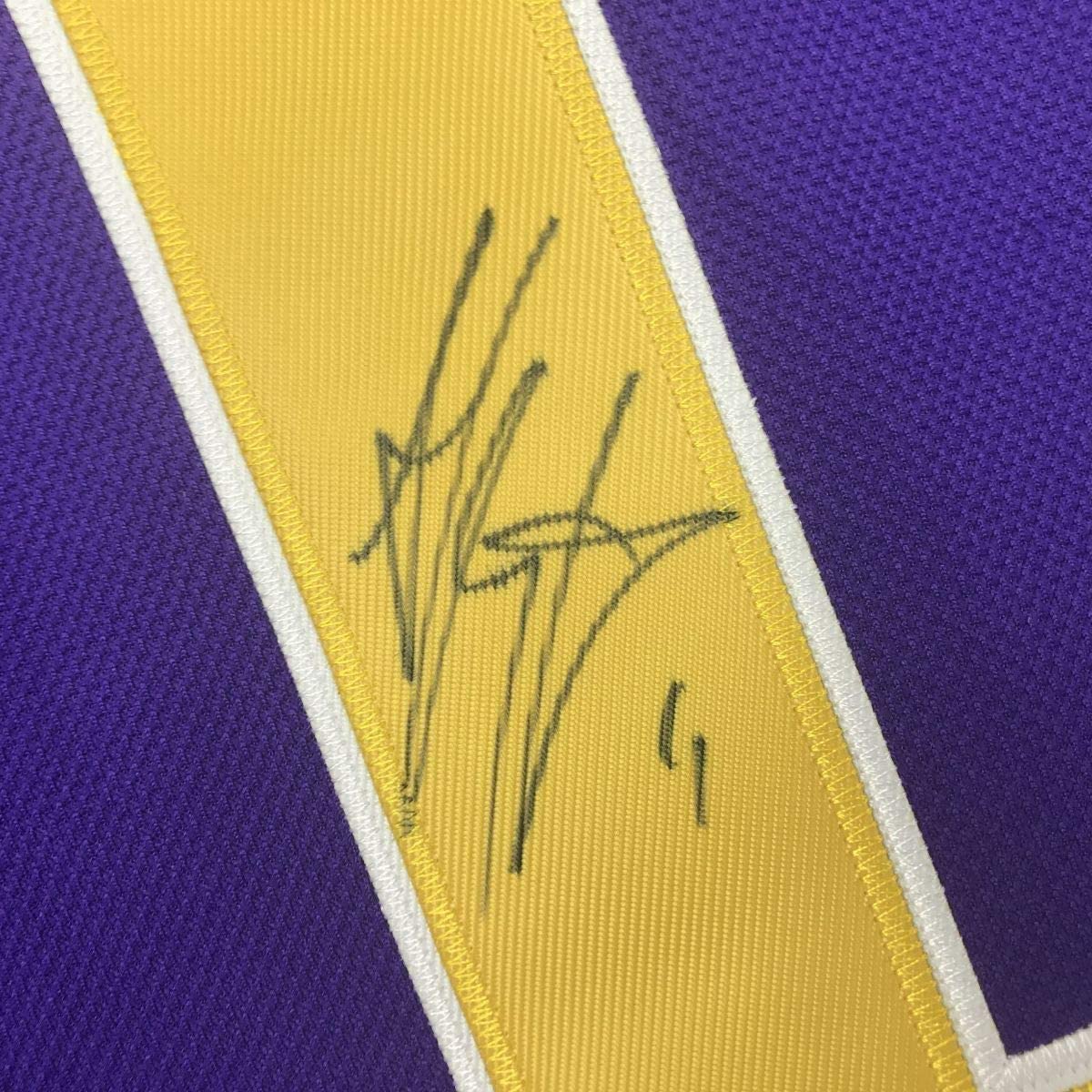 Framed Autographed/Signed Anze Kopitar 35x39 Los Angeles LA Retro Purple Hockey Jersey JSA COA