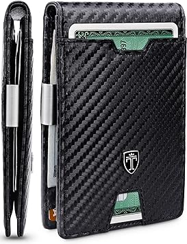 TRAVANDO Mens Slim Wallet with Money Clip AUSTIN RFID Blocking Bifold Credit Card Holder for Men with Gift Box (Carbon)