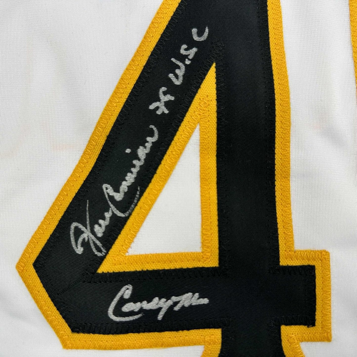 Framed Autographed/Signed John Candelaria 35x39 Pittsburgh White Baseball Jersey JSA COA