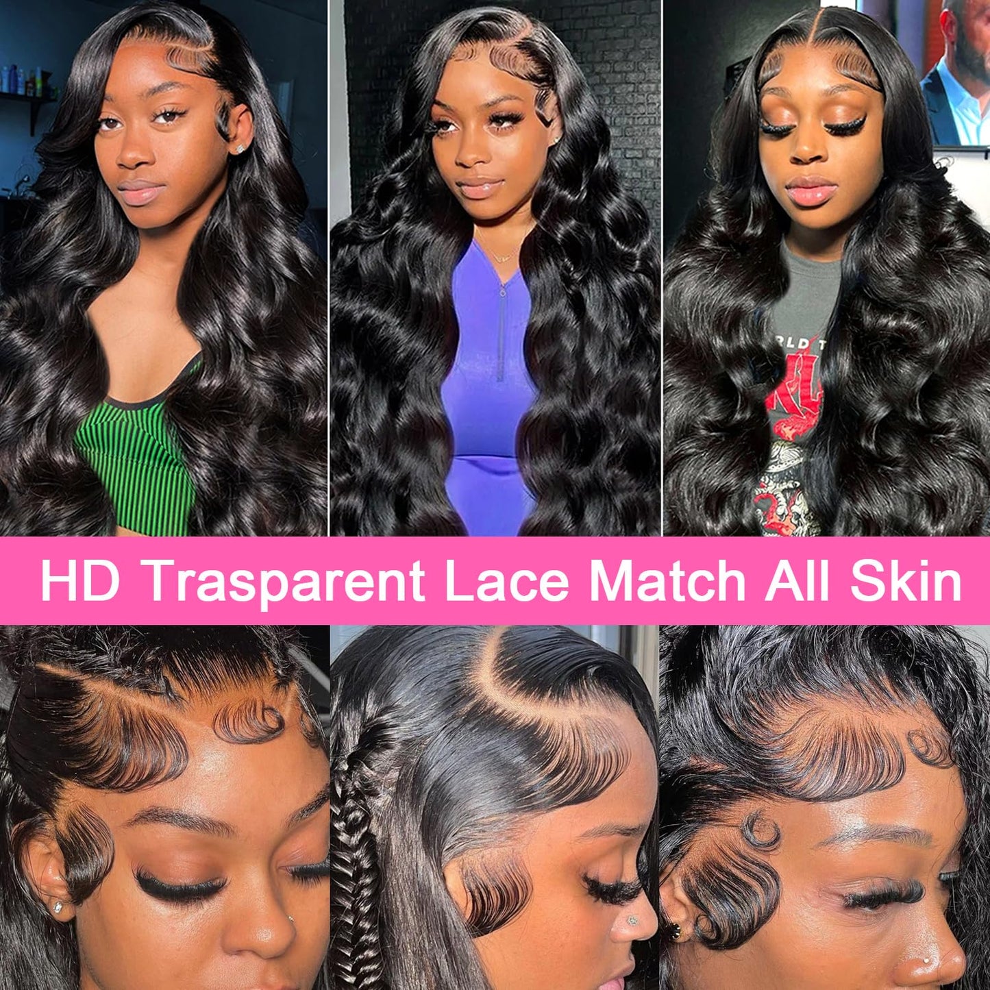 Body Wave Lace Front Wigs Human Hair Pre Plucked 180 Density 26 Inch 13x4 HD