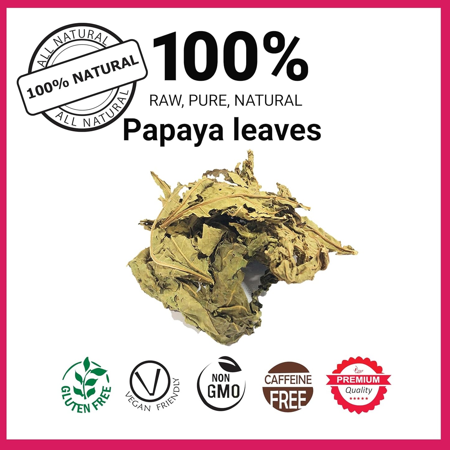 Akshit  Papaya Leaves, Hojas de papaya, 2.6oz, Dried From Green Papaya Leaf, Herbal Tea, Non GMO, Caffeine free, Sugar free, Rich In Vitamins.
