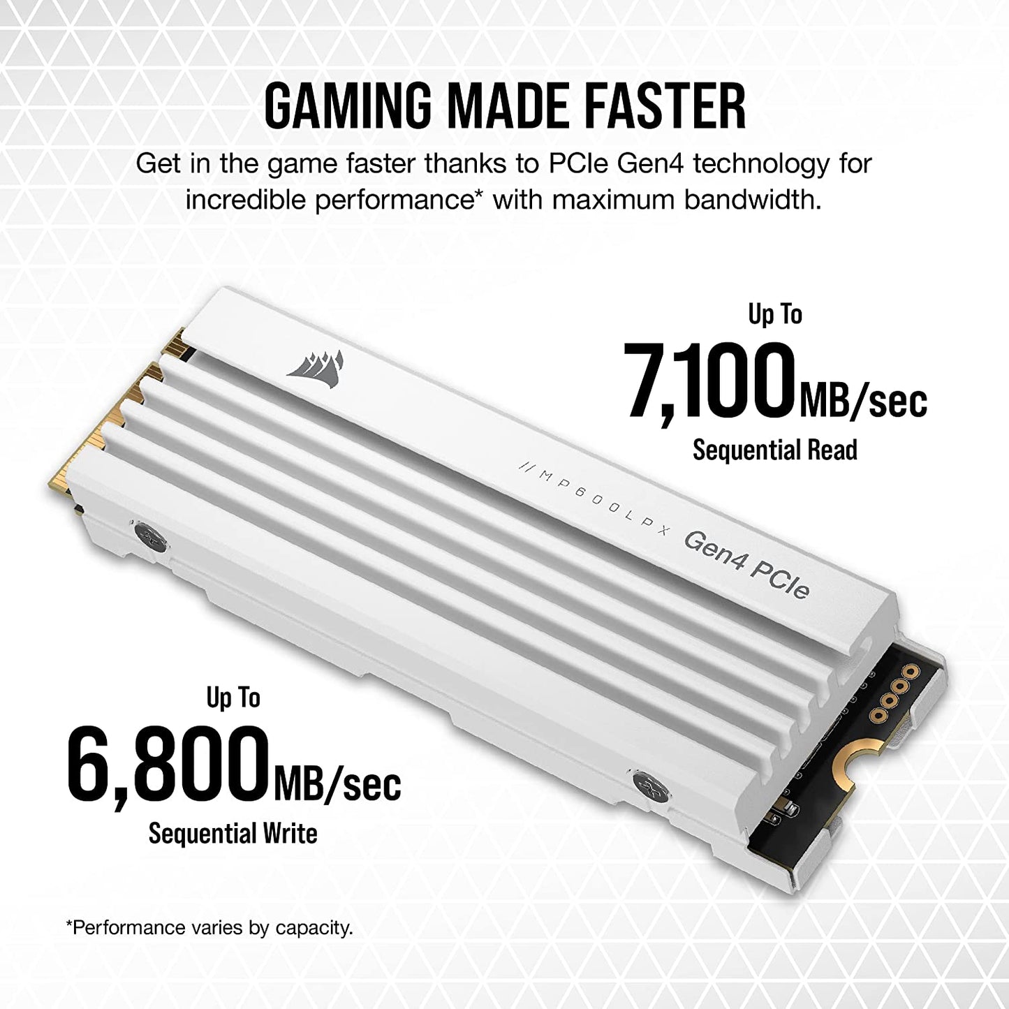 Corsair MP600 PRO LPX 2TB M.2 NVMe PCIe x4 Gen4 SSD - Optimized for PS5 (Up to 7,100MB/sec Sequential Read & 6,800MB/sec Sequential Write Speeds, High-Speed Interface, Compact Form Factor) Black