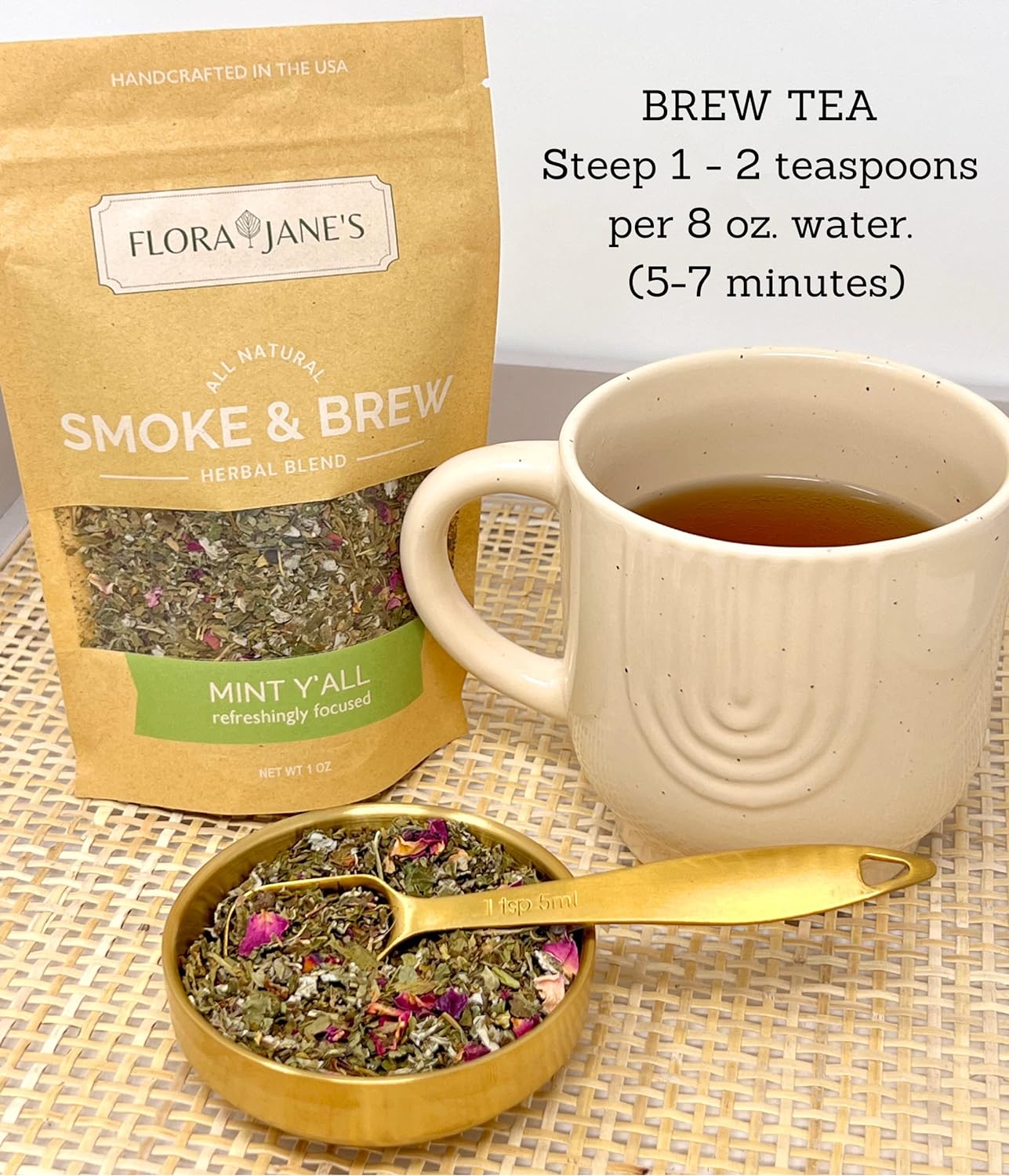 Flora Jane's Smoke & Brew - Sweet Dreams Blend for Relaxation and Sleep - Herbal Smoking Blend, Tea, and Bath Soak - Organic and Wildcrafted (Nicotine and Tobacco-Free Alternative)