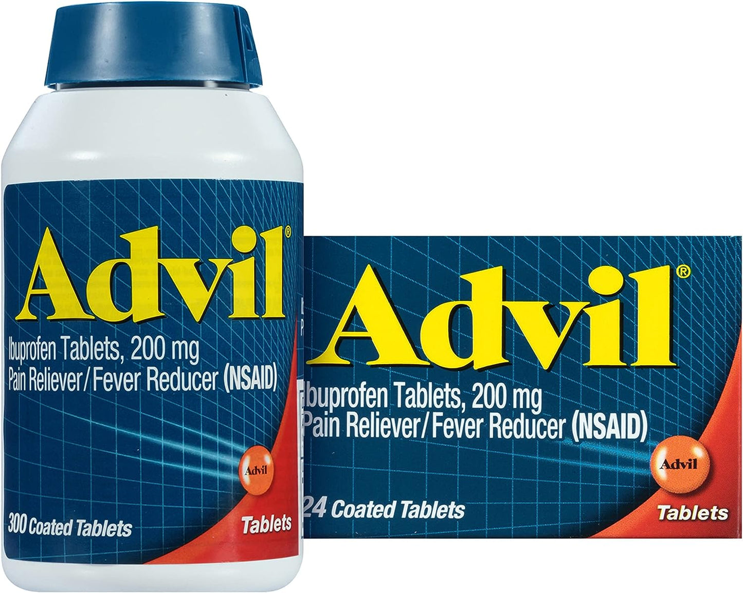 Advil Pain Reliever and Fever Reducer, Pain Relief Medicine with Ibuprofen 200mg for Headache, Backache, Menstrual Pain and Joint Pain Relief - 300 Coated Tablets