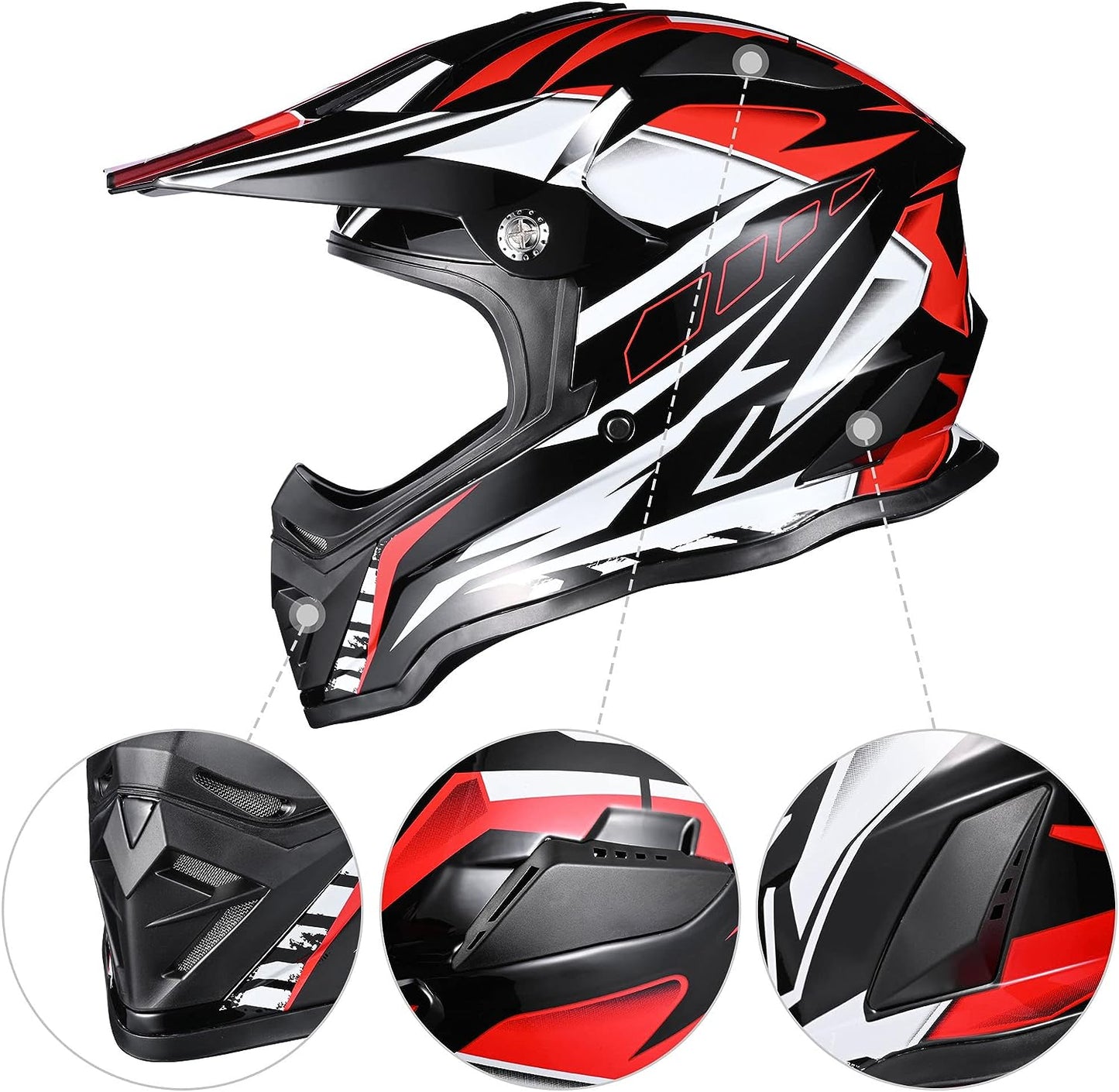 AHR Adult Offroad Dirt Bike Helmet Motocross ATV Dirtbike Outdoor BMX MX Full Face Motorcycle Helmet DOT Approved