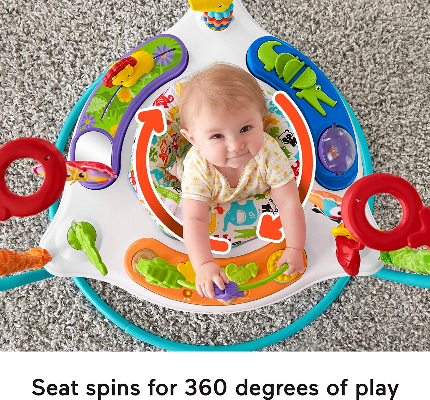 Fisher-Price Baby Bouncer Animal Activity Jumperoo With Music Lights Sounds And Developmental Toys For Infants