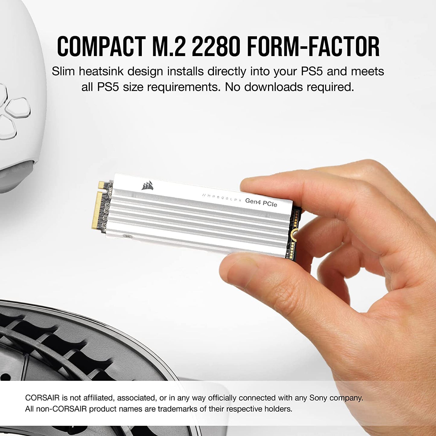 Corsair MP600 PRO LPX 2TB M.2 NVMe PCIe x4 Gen4 SSD - Optimized for PS5 (Up to 7,100MB/sec Sequential Read & 6,800MB/sec Sequential Write Speeds, High-Speed Interface, Compact Form Factor) Black