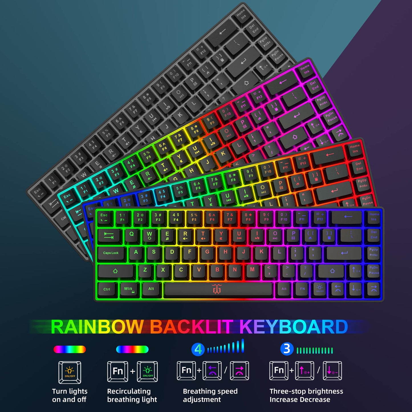 Snpurdiri 60% Wireless Gaming Mini Keyboard and Mouse set, LED Backlit 68 keys
