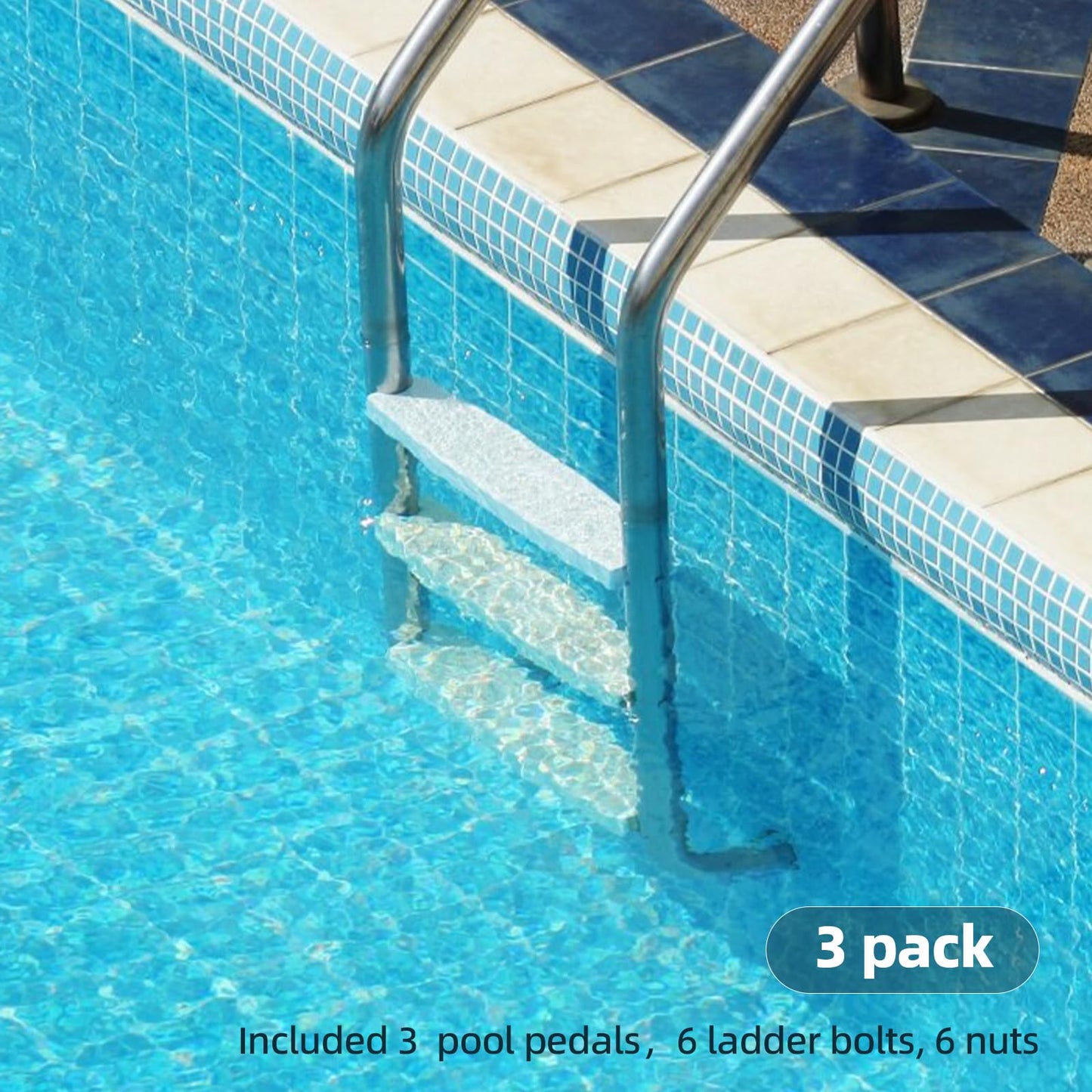 TonGass 3-Pack, White 18" Universal Pool Ladder Steps Replacement parts