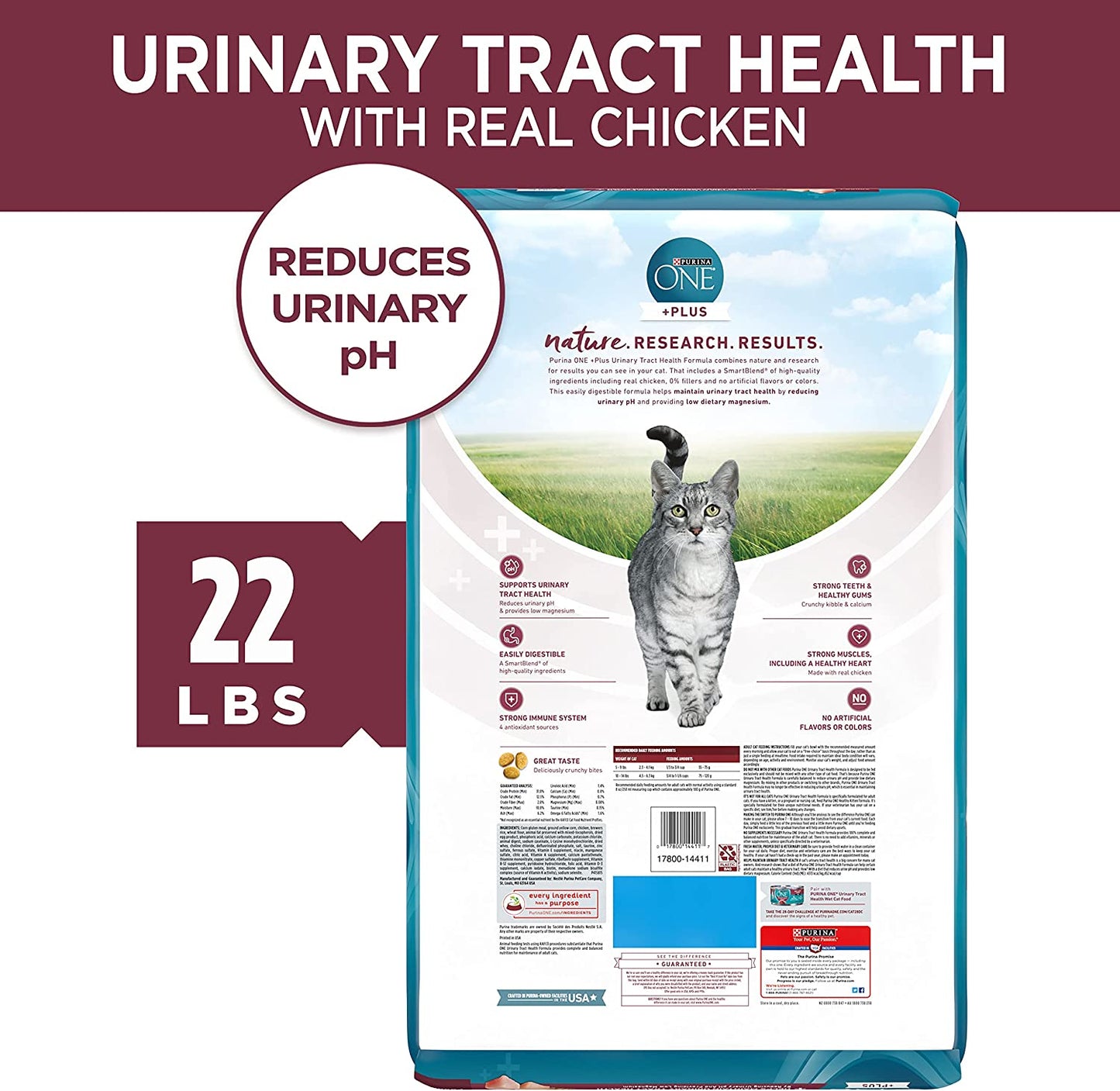 Purina ONE High Protein Dry Cat Food, +Plus Urinary Tract Health Formula - 22 lb. Bag