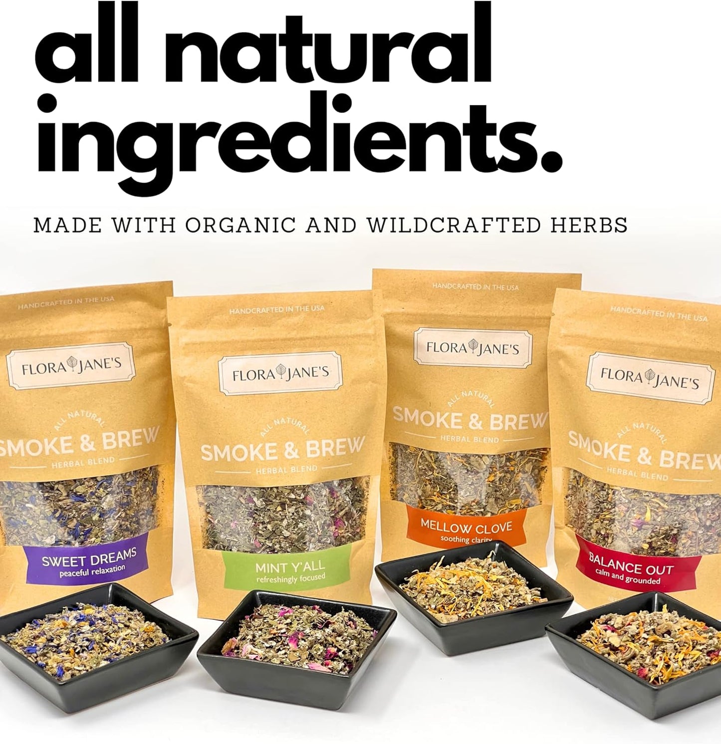 Flora Jane's Smoke & Brew - Sweet Dreams Blend for Relaxation and Sleep - Herbal Smoking Blend, Tea, and Bath Soak - Organic and Wildcrafted (Nicotine and Tobacco-Free Alternative)