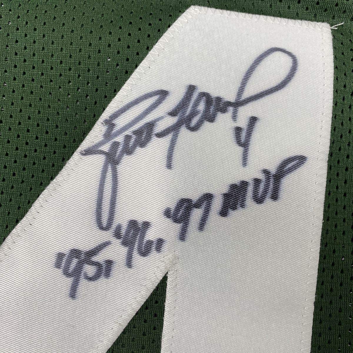 Framed Autographed/Signed Brett Favre 95 96 97 MVP 35x39 Green Bay Green Football Jersey PSA/DNA COA