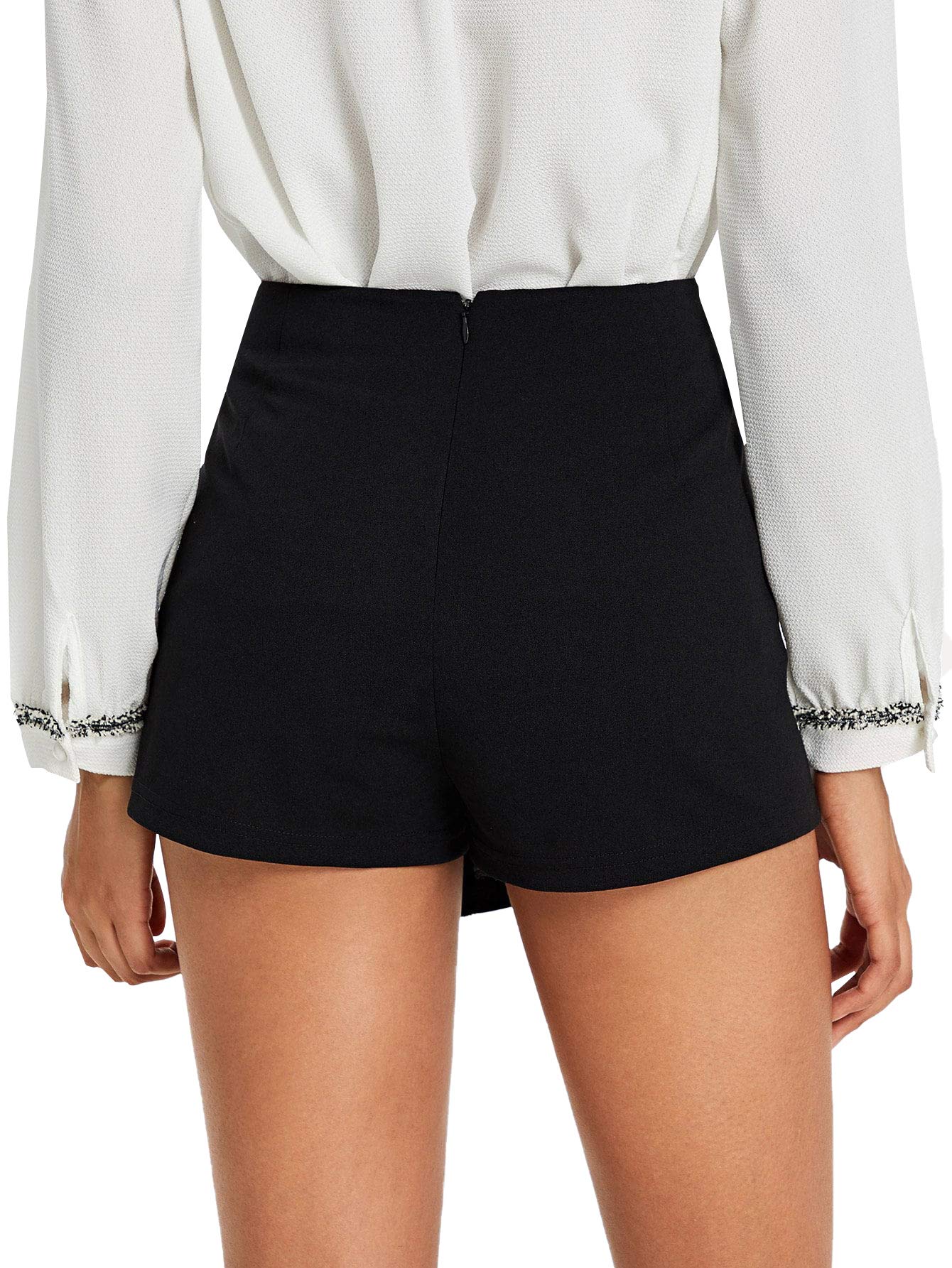Floerns Women's Casual Asymmetrical High Waisted Bodycon Pencil Skirt Shorts Black M