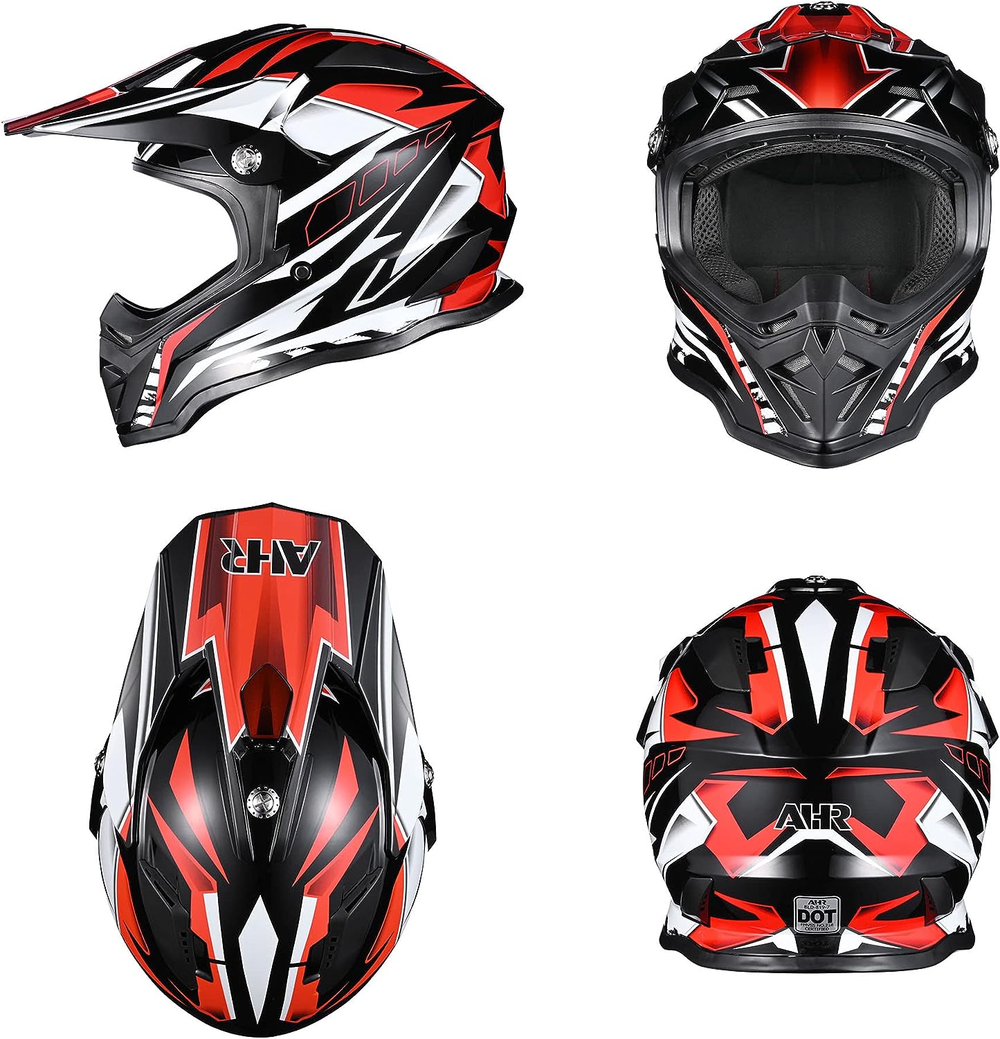 AHR Adult Offroad Dirt Bike Helmet Motocross ATV Dirtbike Outdoor BMX MX Full Face Motorcycle Helmet DOT Approved